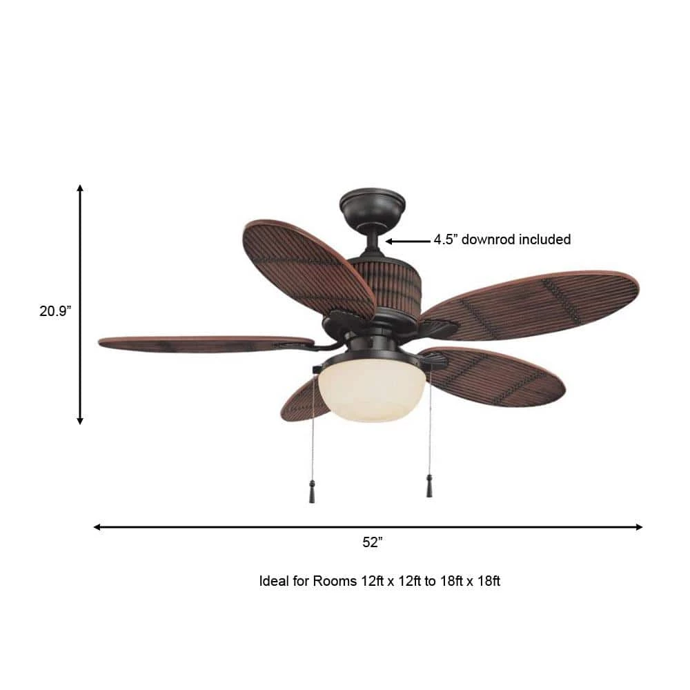 Tahiti Breeze 52 in. LED Indoor/Outdoor Natural Iron Ceiling Fan with Mahogany Bamboo Accents by Home Decorators Collection 6 Tahiti Breeze 52 in. LED Indoor/Outdoor Natural Iron Ceiling Fan with Mahogany Bamboo Accents by Home Decorators Collection - Image 4