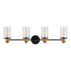 Tobias 4-Light Matte Black and Gold Vanity Light with Clear Glass Shades by Home Decorators Collection 16 Tobias 4-Light Matte Black and Gold Vanity Light with Clear Glass Shades by Home Decorators Collection -Outlet Home Decorators Collection Store matte black and gold home decorators collection vanity lighting w775a04bkg 1d 1000