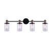 Tobias 4-Light Matte Black and Gold Vanity Light with Clear Glass Shades by Home Decorators Collection -Outlet Home Decorators Collection Store matte black and gold home decorators collection vanity lighting w775a04bkg 64 1000