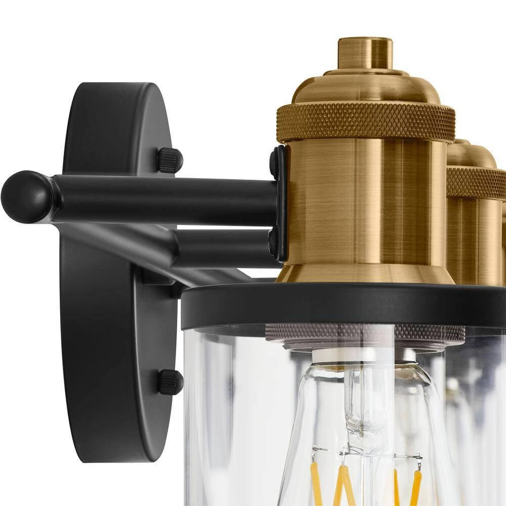 Tobias 4-Light Matte Black and Gold Vanity Light with Clear Glass Shades by Home Decorators Collection 9 Tobias 4-Light Matte Black and Gold Vanity Light with Clear Glass Shades by Home Decorators Collection - Image 7