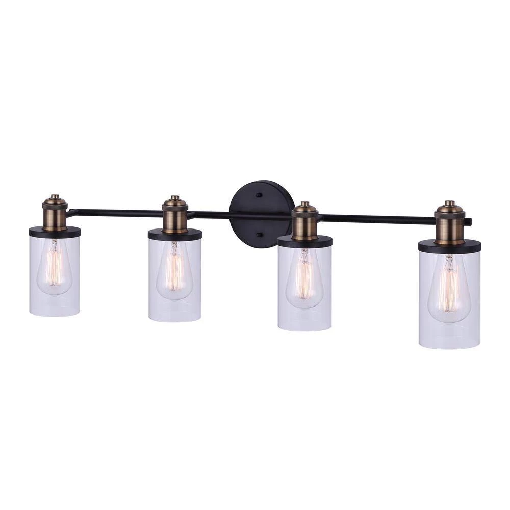 Tobias 4-Light Matte Black and Gold Vanity Light with Clear Glass Shades by Home Decorators Collection 12 Tobias 4-Light Matte Black and Gold Vanity Light with Clear Glass Shades by Home Decorators Collection - Image 10