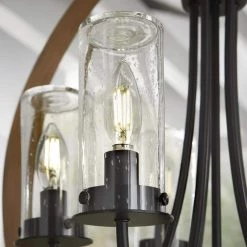 Ellena 5-Light Matte Black and Maple Tone Outdoor Chandelier with Seedy Glass by Home Decorators Collection -Outlet Home Decorators Collection Store matte black and maple tone home decorators collection outdoor chandeliers 28250 66 1000