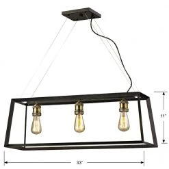 Walden Forge 3-Light Black Frame Linear Island Pendant with Antique Brass Sockets by Home Decorators Collection 10 Walden Forge 3-Light Black Frame Linear Island Pendant with Antique Brass Sockets by Home Decorators Collection -Outlet Home Decorators Collection Store matte black antique brass socket home decorators collection chandeliers hd 1547 i 4f 1000