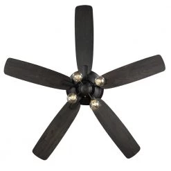 52 in. Bay City Indoor LED Matte Black with Brass Accents Dry Rated Ceiling Fan with Light Kit and 5 Reversible Blades by Home Decorators Collection -Outlet Home Decorators Collection Store matte black brass home decorators collection ceiling fans with lights 59909 44 1000