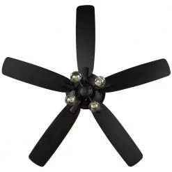 52 in. Bay City Indoor LED Matte Black with Brass Accents Dry Rated Ceiling Fan with Light Kit and 5 Reversible Blades by Home Decorators Collection -Outlet Home Decorators Collection Store matte black brass home decorators collection ceiling fans with lights 59909 66 1000