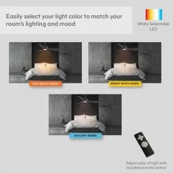 Bayshire 60 in. LED Indoor/Outdoor Matte Black Ceiling Fan with Remote Control and White Color Changing Light Kit by Home Decorators Collection -Outlet Home Decorators Collection Store matte black finish home decorators collection ceiling fans with lights 102l60mbkddw 1f 1000