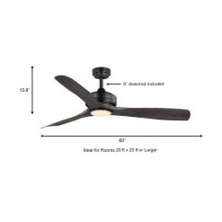 Bayshire 60 in. LED Indoor/Outdoor Matte Black Ceiling Fan with Remote Control and White Color Changing Light Kit by Home Decorators Collection -Outlet Home Decorators Collection Store matte black finish home decorators collection ceiling fans with lights 102l60mbkddw a0 1000