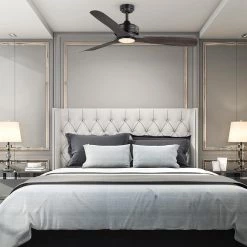 Bayshire 60 in. LED Indoor/Outdoor Matte Black Ceiling Fan with Remote Control and White Color Changing Light Kit by Home Decorators Collection -Outlet Home Decorators Collection Store matte black finish home decorators collection ceiling fans with lights 102l60mbkddw c3 1000