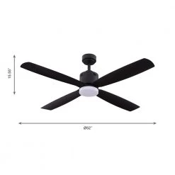 Kitteridge 52 in. LED Indoor Matte Black Ceiling Fan with Light Kit by Home Decorators Collection -Outlet Home Decorators Collection Store matte black home decorators collection ceiling fans with lights 35442 hbub 4f 1000