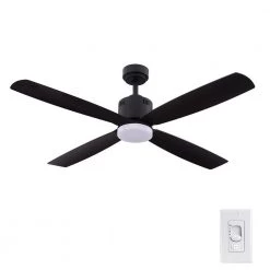 Kitteridge 52 in. LED Indoor Matte Black Ceiling Fan with Light Kit by Home Decorators Collection