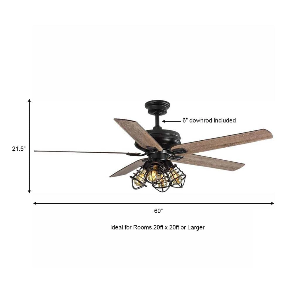 Carlisle 60 in. LED Matte Black Ceiling Fan with Remote Control and Light Kit by Home Decorators Collection 6 Carlisle 60 in. LED Matte Black Ceiling Fan with Remote Control and Light Kit by Home Decorators Collection - Image 4