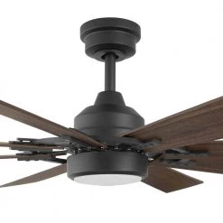Makenna 60 in. White Color Changing Integrated Outdoor LED Matte Black Ceiling Fan with Light Kit, DC Motor and Remote by Home Decorators Collection -Outlet Home Decorators Collection Store matte black home decorators collection ceiling fans with lights 52106 66 1000