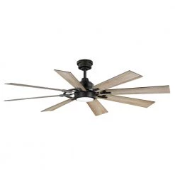 Makenna 60 in. White Color Changing Integrated Outdoor LED Matte Black Ceiling Fan with Light Kit, DC Motor and Remote by Home Decorators Collection -Outlet Home Decorators Collection Store matte black home decorators collection ceiling fans with lights 52106 c3 1000