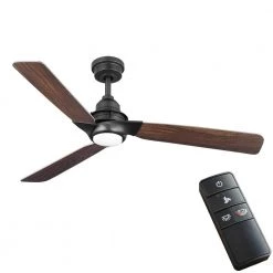 Ester 54 in. White Color Changing Integrated LED Indoor/Outdoor Matte Black Ceiling Fan with Light Kit and Remote by Home Decorators Collection