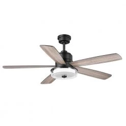 Castleford 52 in. White Color Changing Integrated LED Matte Black Indoor Ceiling Fan with Light Kit and Remote Control by Home Decorators Collection -Outlet Home Decorators Collection Store matte black home decorators collection ceiling fans with lights 52171 4f 1000