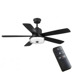 Castleford 52 in. White Color Changing Integrated LED Matte Black Indoor Ceiling Fan with Light Kit and Remote Control by Home Decorators Collection