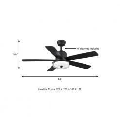 Castleford 52 in. White Color Changing Integrated LED Matte Black Indoor Ceiling Fan with Light Kit and Remote Control by Home Decorators Collection -Outlet Home Decorators Collection Store matte black home decorators collection ceiling fans with lights 52171 a0 1000