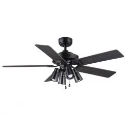 52 in. Matteo Indoor Matte Black LED Ceiling Fan with Light Kit by Home Decorators Collection