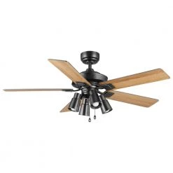 52 in. Matteo Indoor Matte Black LED Ceiling Fan with Light Kit by Home Decorators Collection -Outlet Home Decorators Collection Store matte black home decorators collection ceiling fans with lights 56044 c3 1000