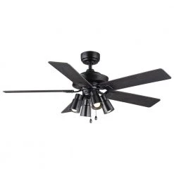 52 in. Matteo Indoor Matte Black LED Ceiling Fan with Light Kit by Home Decorators Collection -Outlet Home Decorators Collection Store matte black home decorators collection ceiling fans with lights 56044 d4 1000