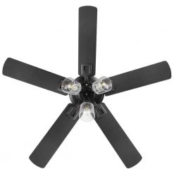52 in. Sederio Indoor Matte Black LED Ceiling Fan with Light Kit by Home Decorators Collection -Outlet Home Decorators Collection Store matte black home decorators collection ceiling fans with lights 56046 1f 1000