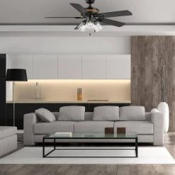 52 in. Sederio Indoor Matte Black LED Ceiling Fan with Light Kit by Home Decorators Collection -Outlet Home Decorators Collection Store matte black home decorators collection ceiling fans with lights 56046 31 1000