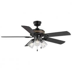52 in. Sederio Indoor Matte Black LED Ceiling Fan with Light Kit by Home Decorators Collection -Outlet Home Decorators Collection Store matte black home decorators collection ceiling fans with lights 56046 40 1000
