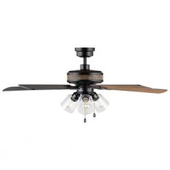 52 in. Sederio Indoor Matte Black LED Ceiling Fan with Light Kit by Home Decorators Collection -Outlet Home Decorators Collection Store matte black home decorators collection ceiling fans with lights 56046 44 1000