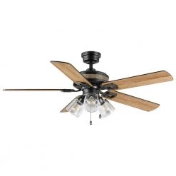 52 in. Sederio Indoor Matte Black LED Ceiling Fan with Light Kit by Home Decorators Collection -Outlet Home Decorators Collection Store matte black home decorators collection ceiling fans with lights 56046 c3 1000