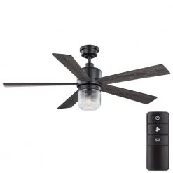 52 in. Veterno Indoor Matte Black LED Ceiling Fan with Remote Control by Home Decorators Collection