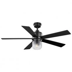 52 in. Veterno Indoor Matte Black LED Ceiling Fan with Remote Control by Home Decorators Collection -Outlet Home Decorators Collection Store matte black home decorators collection ceiling fans with lights 56047 66 1000