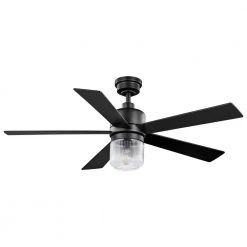 52 in. Veterno Indoor Matte Black LED Ceiling Fan with Remote Control by Home Decorators Collection -Outlet Home Decorators Collection Store matte black home decorators collection ceiling fans with lights 56047 c3 1000