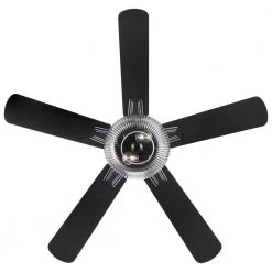 52 in. Rimgate Indoor Matte Black LED Ceiling Fan with Remote Control by Home Decorators Collection -Outlet Home Decorators Collection Store matte black home decorators collection ceiling fans with lights 56048 4f 1000
