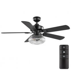 52 in. Rimgate Indoor Matte Black LED Ceiling Fan with Remote Control by Home Decorators Collection