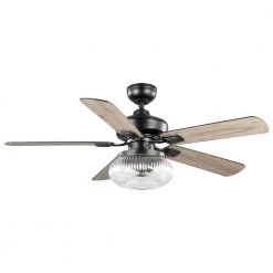 52 in. Rimgate Indoor Matte Black LED Ceiling Fan with Remote Control by Home Decorators Collection -Outlet Home Decorators Collection Store matte black home decorators collection ceiling fans with lights 56048 c3 1000