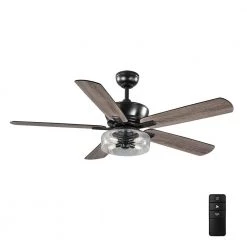 Aberwell 56 in. LED Matte Black Indoor/Outdoor Ceiling Fan with Light Kit and Remote Control by Home Decorators Collection