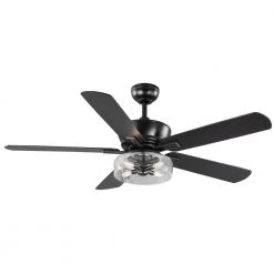 Aberwell 56 in. LED Matte Black Indoor/Outdoor Ceiling Fan with Light Kit and Remote Control by Home Decorators Collection -Outlet Home Decorators Collection Store matte black home decorators collection ceiling fans with lights 59202 c3 1000