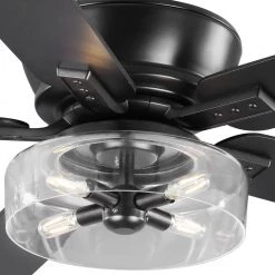 Aberwell 56 in. LED Matte Black Indoor/Outdoor Ceiling Fan with Light Kit and Remote Control by Home Decorators Collection -Outlet Home Decorators Collection Store matte black home decorators collection ceiling fans with lights 59202 fa 1000
