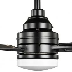 Rowan 60 in. Integrated LED Indoor Matte Black Ceiling Fan with Light Kit and Remote Control by Home Decorators Collection -Outlet Home Decorators Collection Store matte black home decorators collection ceiling fans with lights 7983hdcmb 76 1000
