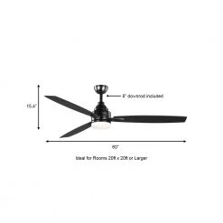 Rowan 60 in. Integrated LED Indoor Matte Black Ceiling Fan with Light Kit and Remote Control by Home Decorators Collection -Outlet Home Decorators Collection Store matte black home decorators collection ceiling fans with lights 7983hdcmb a0 1000