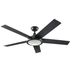 Merienda 56 in. LED Matte Black Ceiling Fan with Light by Home Decorators Collection -Outlet Home Decorators Collection Store matte black home decorators collection ceiling fans with lights am686 mbk 44 1000
