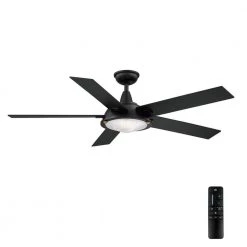 Merienda 56 in. LED Matte Black Ceiling Fan with Light by Home Decorators Collection