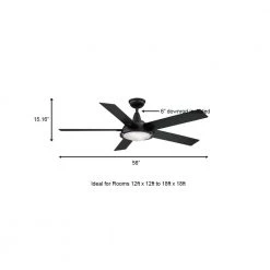 Merienda 56 in. LED Matte Black Ceiling Fan with Light by Home Decorators Collection -Outlet Home Decorators Collection Store matte black home decorators collection ceiling fans with lights am686 mbk a0 1000