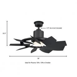 Stonemill 36 in. LED Outdoor Matte Black Ceiling Fan with Light by Home Decorators Collection -Outlet Home Decorators Collection Store matte black home decorators collection ceiling fans with lights am689 mbk 1d 1000