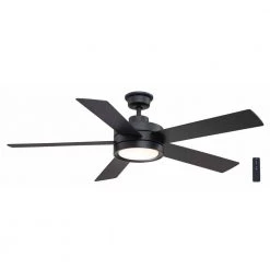 Baxtan 56 in. LED Matte Black Ceiling Fan with Light and Remote Control by Home Decorators Collection