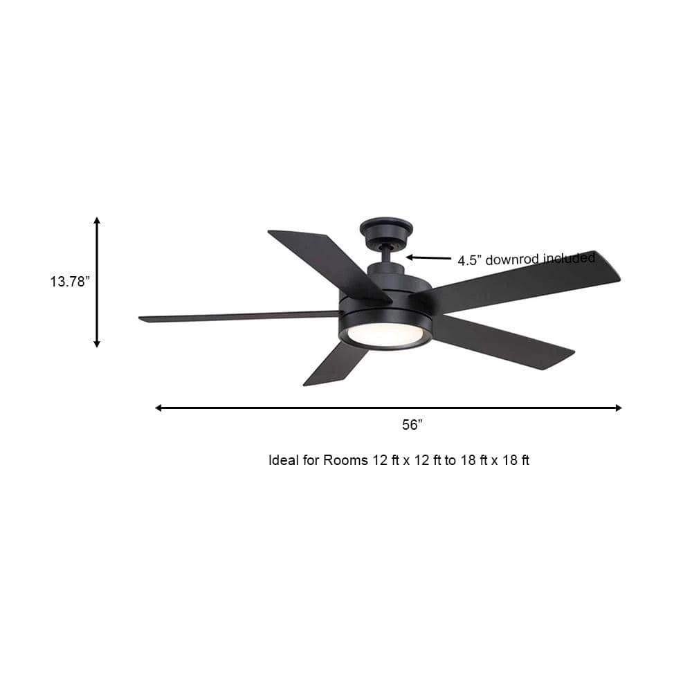 Baxtan 56 in. LED Matte Black Ceiling Fan with Light and Remote Control by Home Decorators Collection 6 Baxtan 56 in. LED Matte Black Ceiling Fan with Light and Remote Control by Home Decorators Collection - Image 4