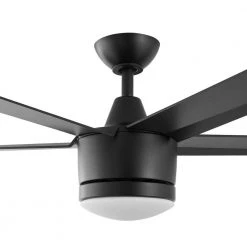 Merwry 48 in. Integrated LED Indoor Matte Black Ceiling Fan with Light Kit and Remote Control by Home Decorators Collection -Outlet Home Decorators Collection Store matte black home decorators collection ceiling fans with lights sw1422 48in mbk 1d 1000