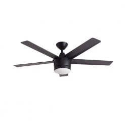 Merwry 48 in. Integrated LED Indoor Matte Black Ceiling Fan with Light Kit and Remote Control by Home Decorators Collection