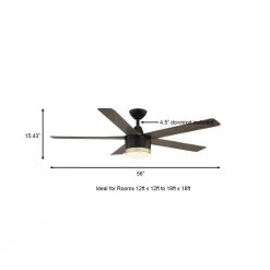 Merwry 56 in. Integrated LED Indoor/Outdoor Matte Black Ceiling Fan with Light Kit and Remote Control by Home Decorators Collection -Outlet Home Decorators Collection Store matte black home decorators collection ceiling fans with lights sw1422 56in mbk a0 1000