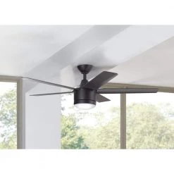 Merwry 52 in. Integrated LED Indoor Matte Black Ceiling Fan with Light Kit and Remote Control by Home Decorators Collection -Outlet Home Decorators Collection Store matte black home decorators collection ceiling fans with lights sw1422mbk 1d 1000
